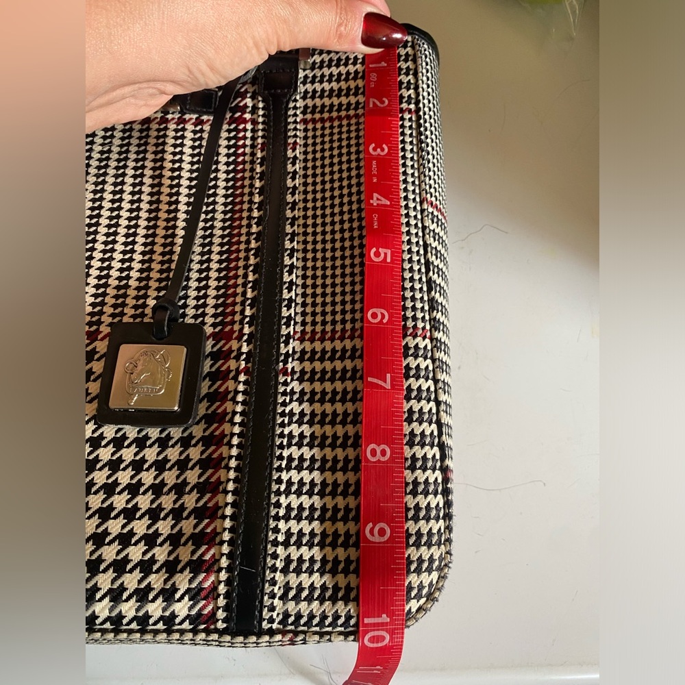 Ralph Lauren Black Grey and Red Stripe Houndstooth Tote Shoulder Bag - Picture 14 of 16